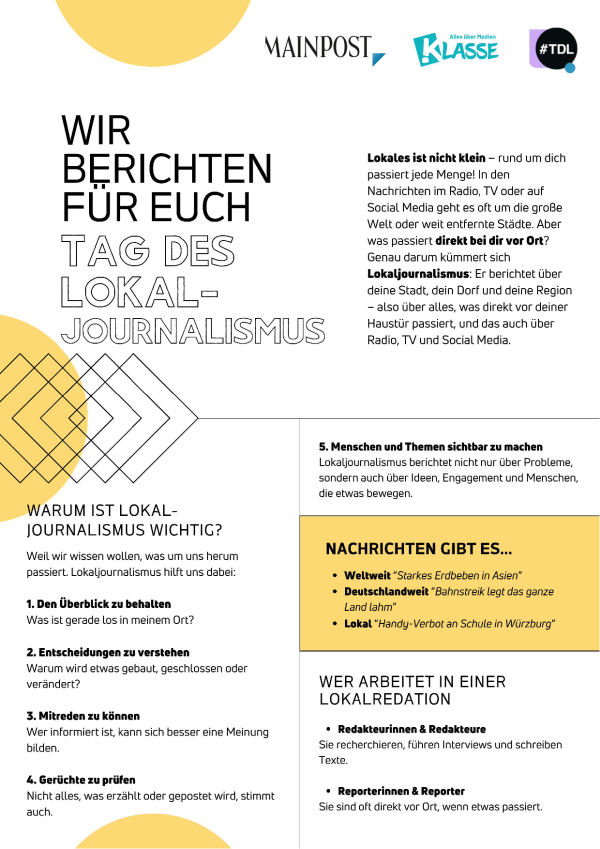 Main-Post Klasse-Projekt Schulbesuch zum TDL Arbeitsblatt 1